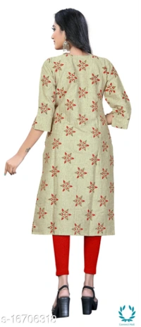 Women Cotton Maternity Applique Kurti - L (Bust Size: 40 in, Size Length: 44 in) 